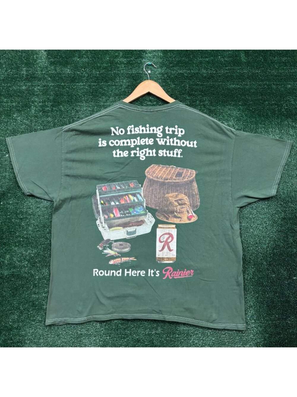 Rainier Beer No Fishing Trip is Complete without T-Shirt Size 2X